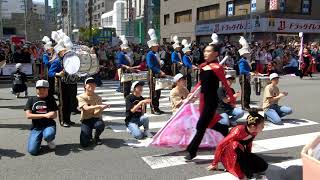 【精華女子高校 吹奏楽部＆ダンス部】《博多どんたく 2019》〈オープニング パレード、パフォーマンス〉〔はかた駅前“どんたく”ストリート〕［５月３日］