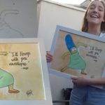 surprising best friend with a painting of marge simpson krumping