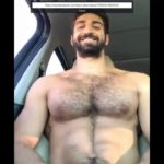 Dude dancing/pec flexing in car